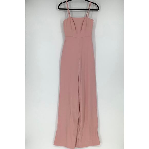 NEW! Dessy Collection Size 0 Spaghetti Strap Jumpsuit Rose $263 msrp I24-13 - Picture 3 of 11